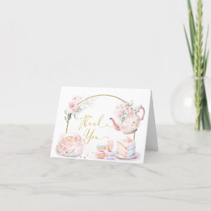Rosa blomsterbröllopsdusch teparty tack kort