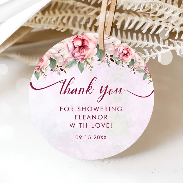 Rosa blomsterbröllopsfest  gåvor etiketter (Skapare uppladdad)