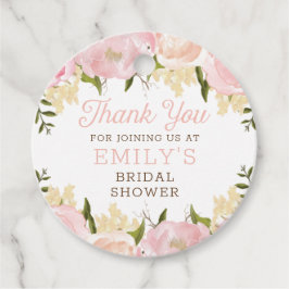 Rosa blomsterbröllopsfest tackpresentkort gåvor etiketter