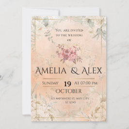 Rosa blomsterbröllopsinbjudan | Elegant anpassning Inbjudningar
