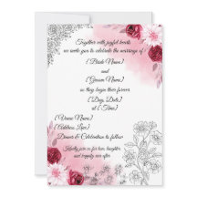 Rosa blomsterbröllopsinbjudan | Elegant vit