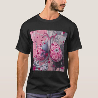 Rosa blomsterbröstanatomi t shirt