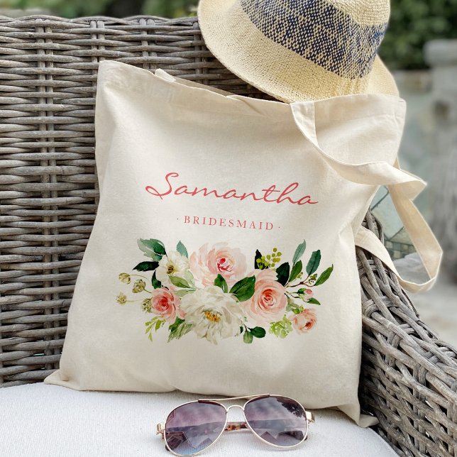 Rosa blomsterbrudtjänstpersonlig tygkasse (Skapare uppladdad)