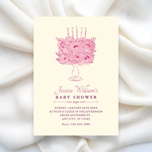 Rosa blomsterbukett baby shower inbjudningar (Skapare uppladdad)