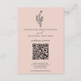 Rosa blomsterbukett Qr bröllopswebbplats Tilläggskort