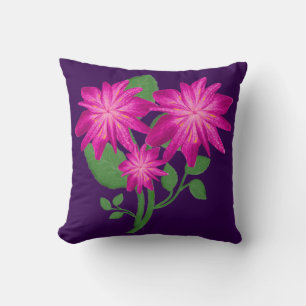 Rosa blomsterbukettillustration Handritad Kudde