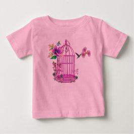 Rosa blomsterbur t-shirt