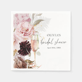 Rosa blomsterchampagnedambröllop  pappersservett