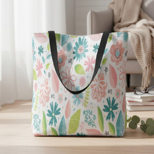 Rosa blomsterdaglig Totebag Tygkasse