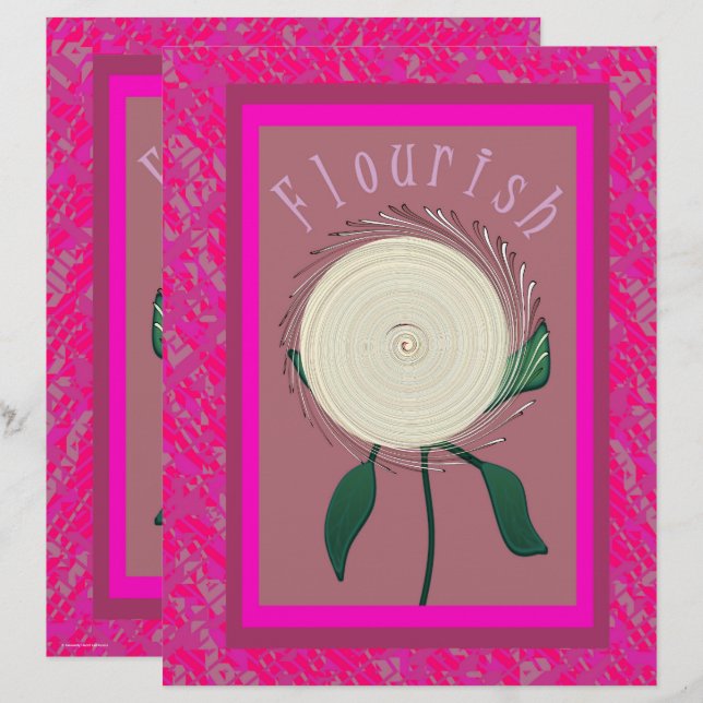 Rosa blomsterdekoration Scrapbookpapper 2-sidig si (Fram/baksida)