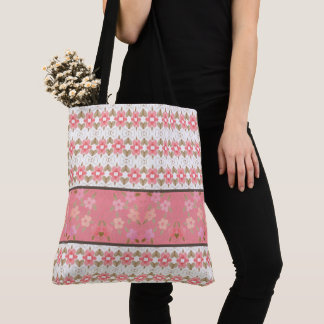 Rosa blomsterdesigner tygkasse