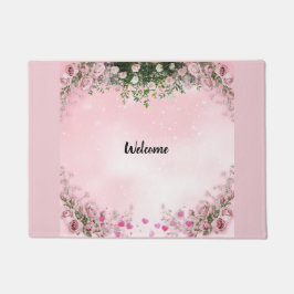 Rosa blomsterdoftande entrématta välkomstmatta