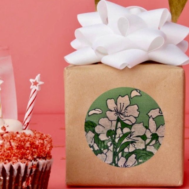 Rosa blomsterfallsklistermärke runt klistermärke (Skapare uppladdad)