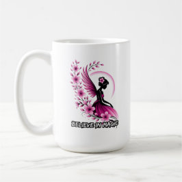 Rosa blomsterfée-siluett kaffemugg