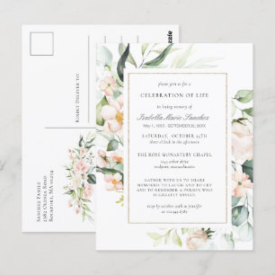 Rosa blomsterfirande av livets begravningskort vykort