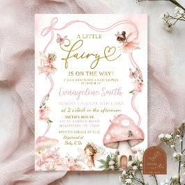 Rosa blomsterflicka baby shower inbjudan