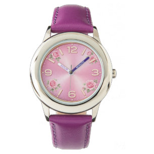 Rosa blomsterflicka ur med rosor armbandsur