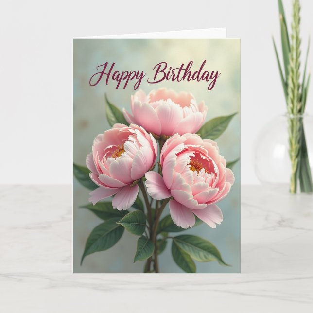 Rosa blomsterfödelsedags kort (Framsida)