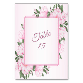Rosa blomstergirlander Gröna blad Elegant bröllops Bordsnummer