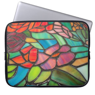 Rosa blomsterglasfönster Laptopfodral Laptop Sleeve
