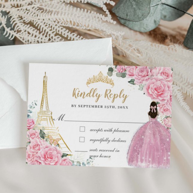 Rosa blomstergods Eiffel Paris Quinceanera Svar (Skapare uppladdad)