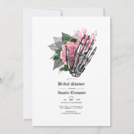 Rosa blomstergotisk bröllopsdusch inbjudningar