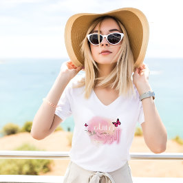 Rosa blomstergrafik Arabisk God kväll T-Shirt