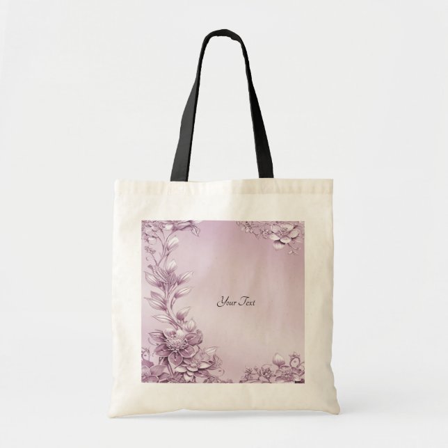 Rosa blomstergreener Totebag Tygkasse (Framsidan)
