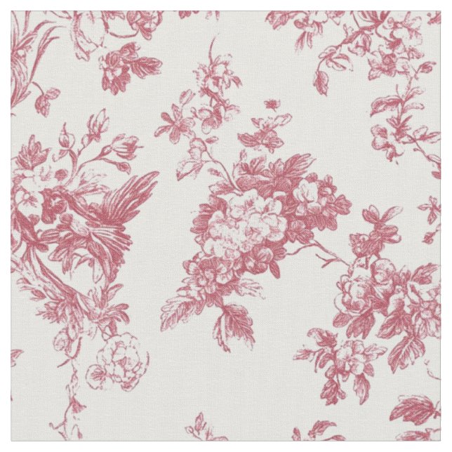 Rosa blomstergren Toile-mönster Tyg (Närbild)