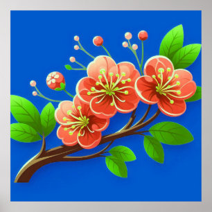 🌸 Rosa Blomstergren Väggdekor Poster 🌸