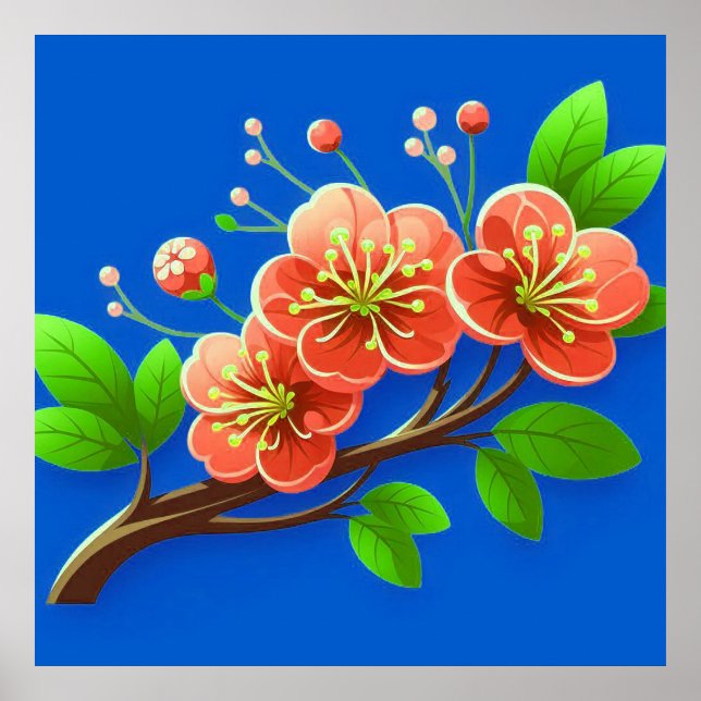 🌸 Rosa Blomstergren Väggdekor Poster 🌸 (Framsidan)