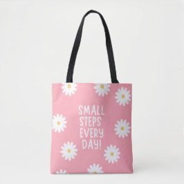 Rosa blomsterinspiration – Små steg varje dag Tygkasse