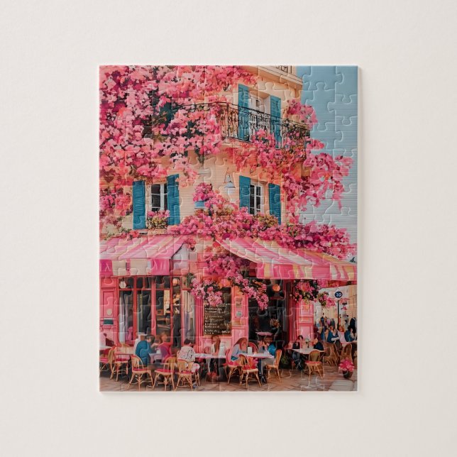 Rosa Blomsterkafé Pussel – Blomstrande Paradis i R (Vertikal)