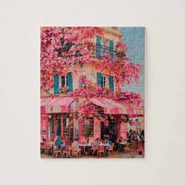 Rosa Blomsterkafé Pussel – Blomstrande Paradis i R (Vertikal)