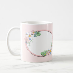 Rosa blomsterkant rund barn våren söt anpassningsb kaffemugg