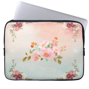Rosa blomsterkonst, blomstrande blommor laptop fodral