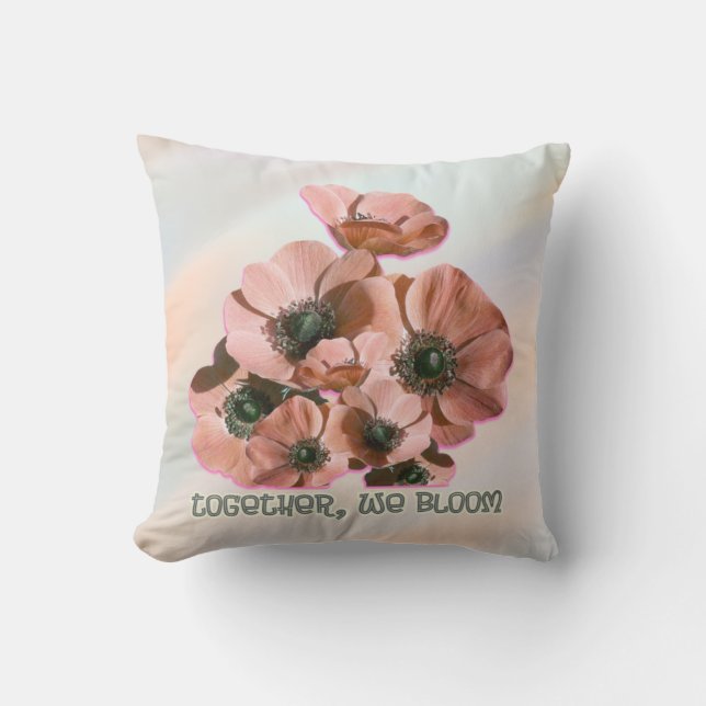 rosa blomsterkonst kudde (Framsida)