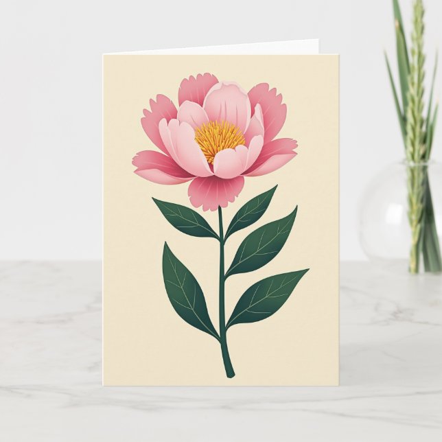 Rosa blomsterkonstkort kort (Framsida)