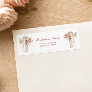 Rosa blomsterkorsdop returadress etikett