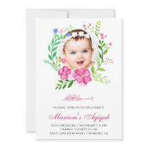 Rosa blomsterkrans Foto Babyflicka Aqiqah