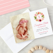 Rosa blomsterkrans med monogram för bild på babyfl