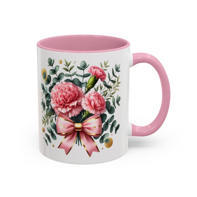 Rosa blomsterkrukig nejlikbouquet present mugg (Skapare uppladdad)