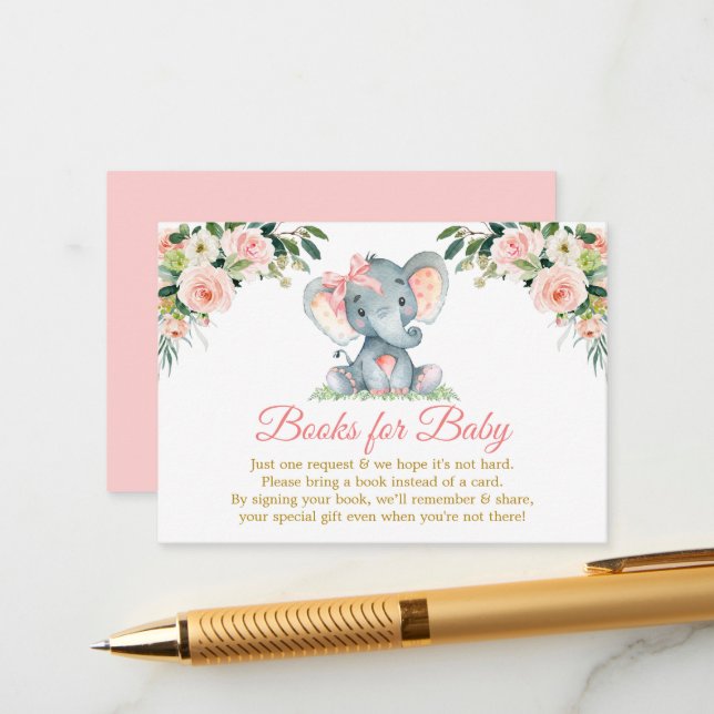 Rosa blomsterlig elefantbåge dusch inneslutningsko tilläggskort (Fram/Back In Situ)