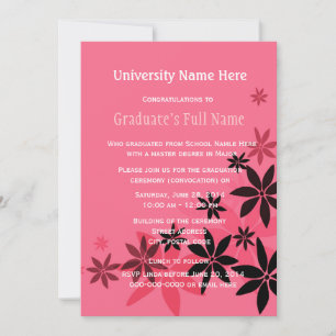 Rosa blomsterlig examenhögtid (promotion) inbjudningar