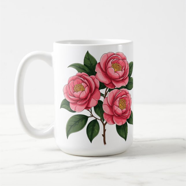 🌸 Rosa blomsterlig morgonglädje för kafferaster � Kaffemugg (Vänster)