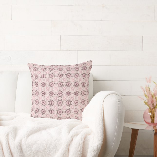 Rosa blomsterlig retrodesign kastkudde kudde (Soffa)