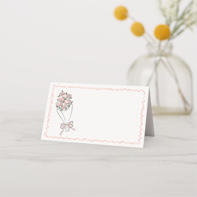 Rosa blomstermarknad Färska blommor Falt kortplats Placeringskort (Framsida)