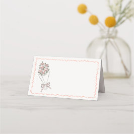 Rosa blomstermarknad Färska blommor vikt platscard Placeringskort