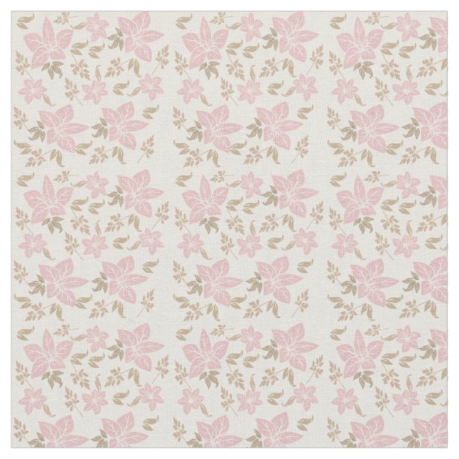 Rosa blomstermönstrad tyg (Närbild)