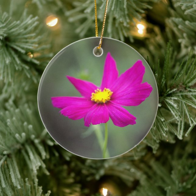 Rosa blomsterornament julgransprydnad keramik (Träd)